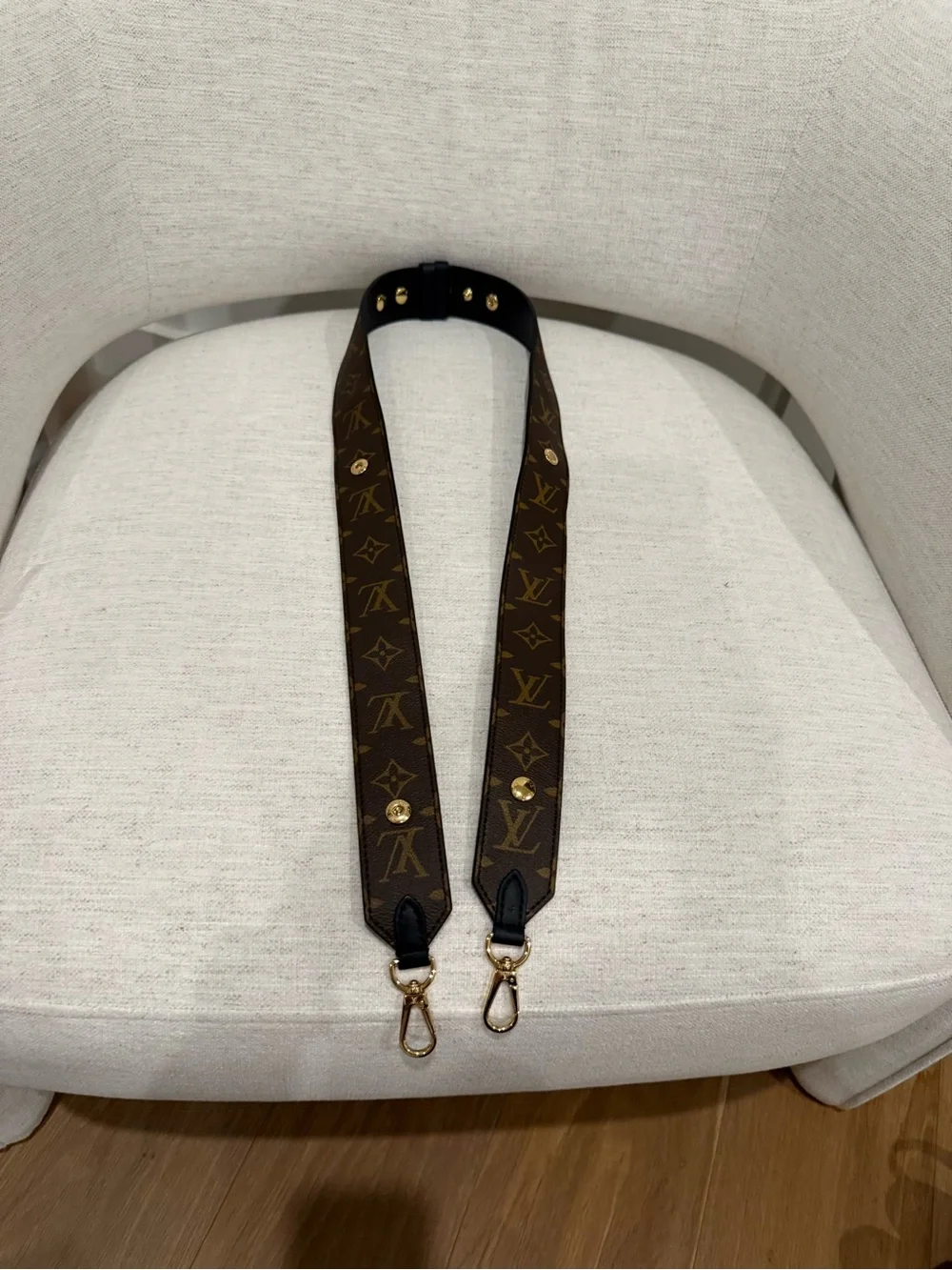 Louis Vuitton Brown Monogram and Black Leather Shoulder Strap